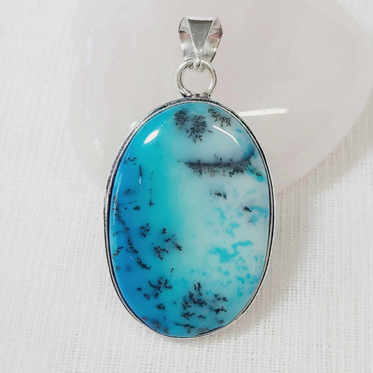 Dendritic Opal Gemstone Crystal Pendant (E728)