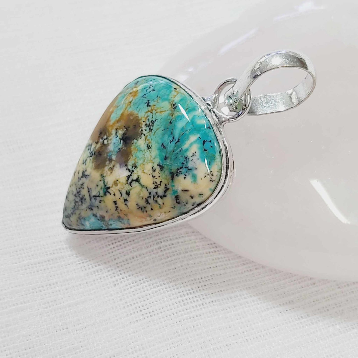 Dendritic Opal Gemstone Crystal Pendant (E729)