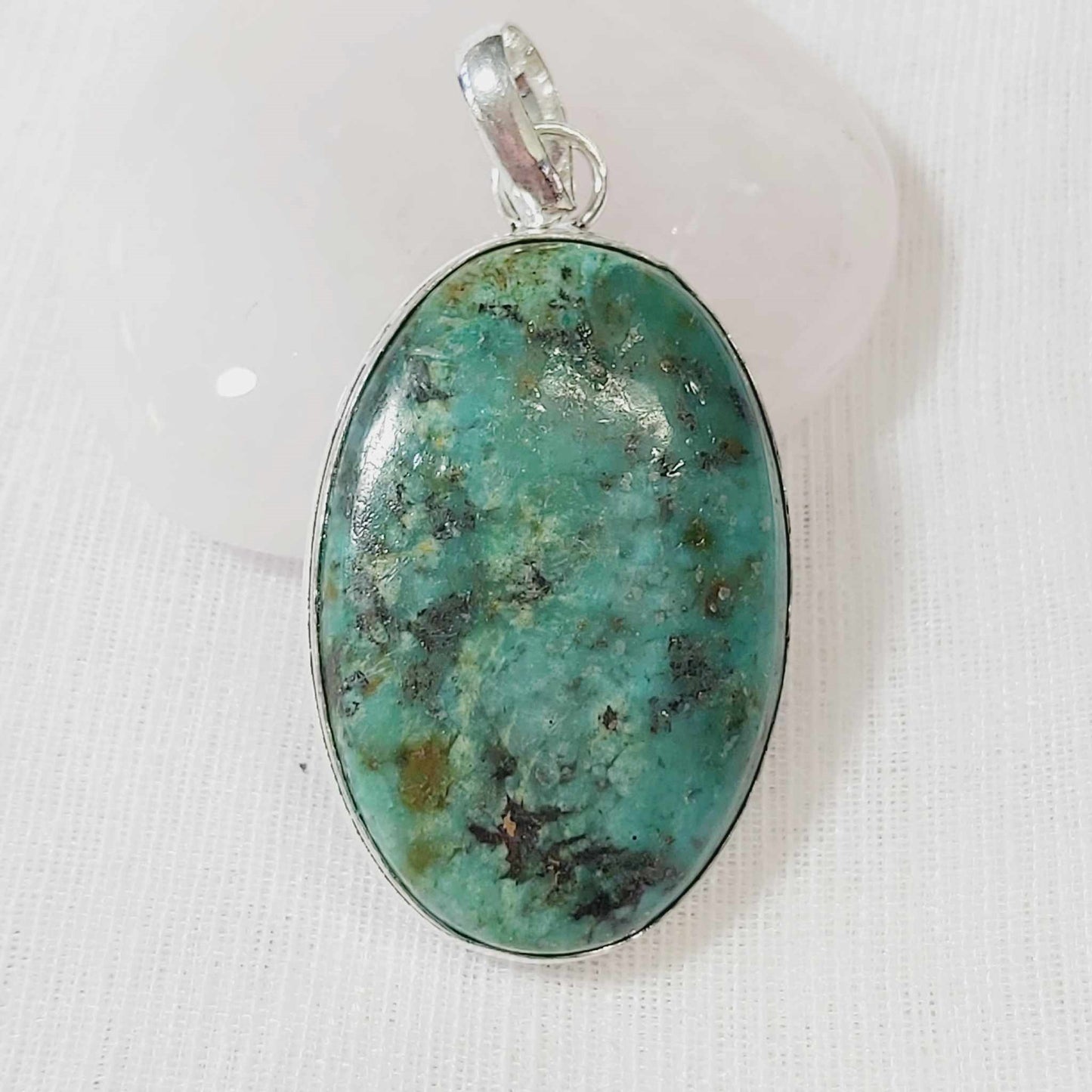 African Turquoise Good Luck Pendant (E744)