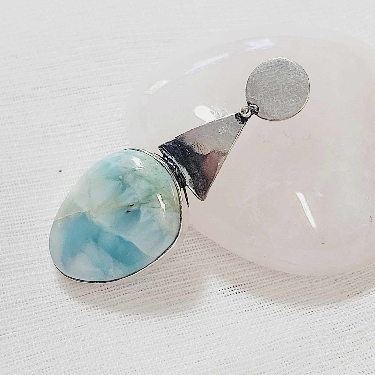 Larimar Pectolite Gemstone Crystal Goddess Pendant (E746)
