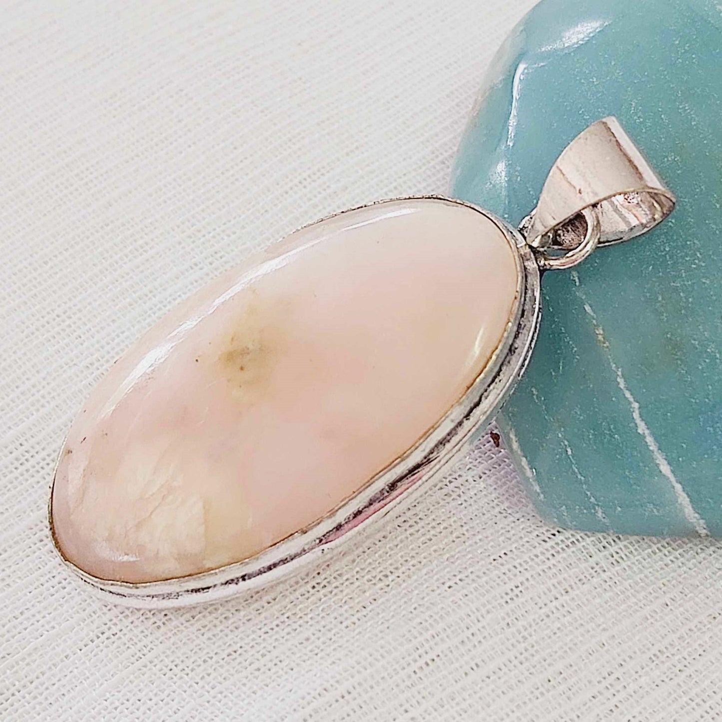 Pink Opal Gemstone Crystal Pendant (E843)