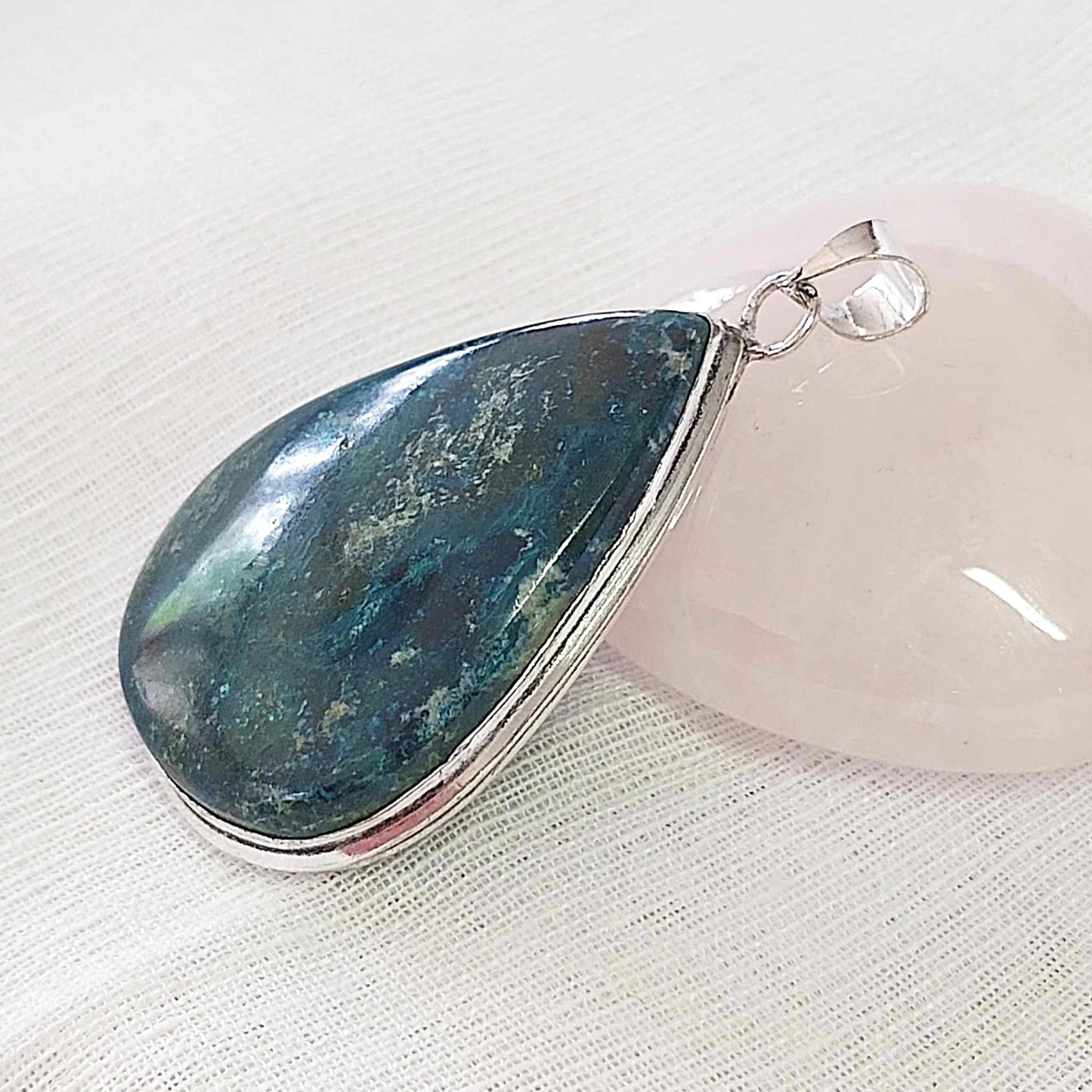 Chrysocolla Heart Chakra Gemstone Crystal Pendant (E855)