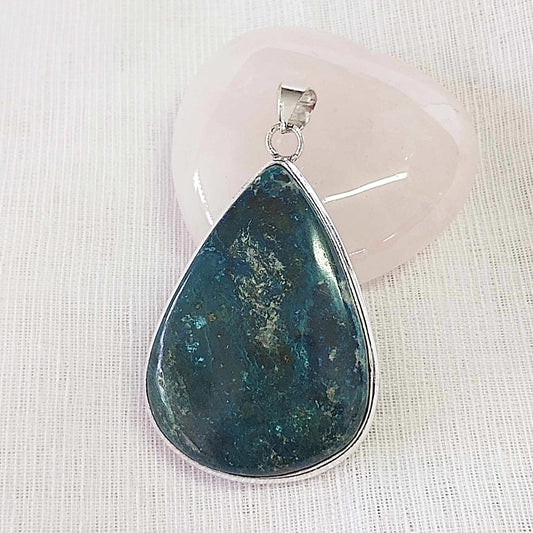 Chrysocolla Heart Chakra Gemstone Crystal Pendant (E855)