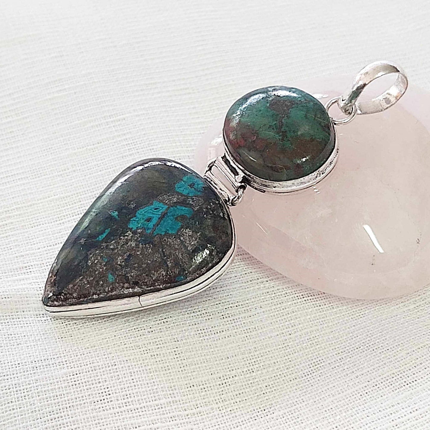 Chrysocolla Heart Chakra Gemstone Crystal Pendant (E857)