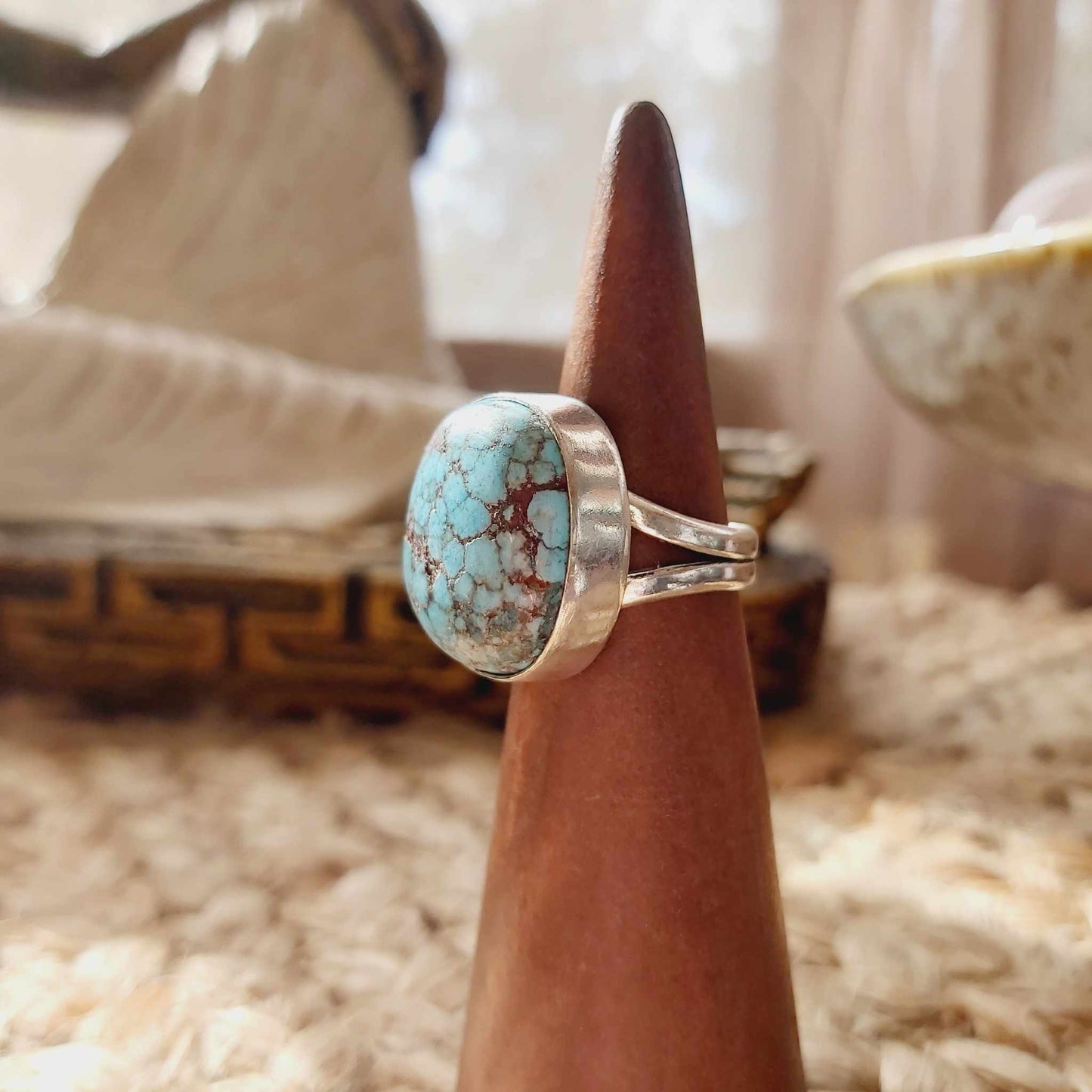 Turquoise Acceptance Gemstone Ring  Size US 6 (E2493)