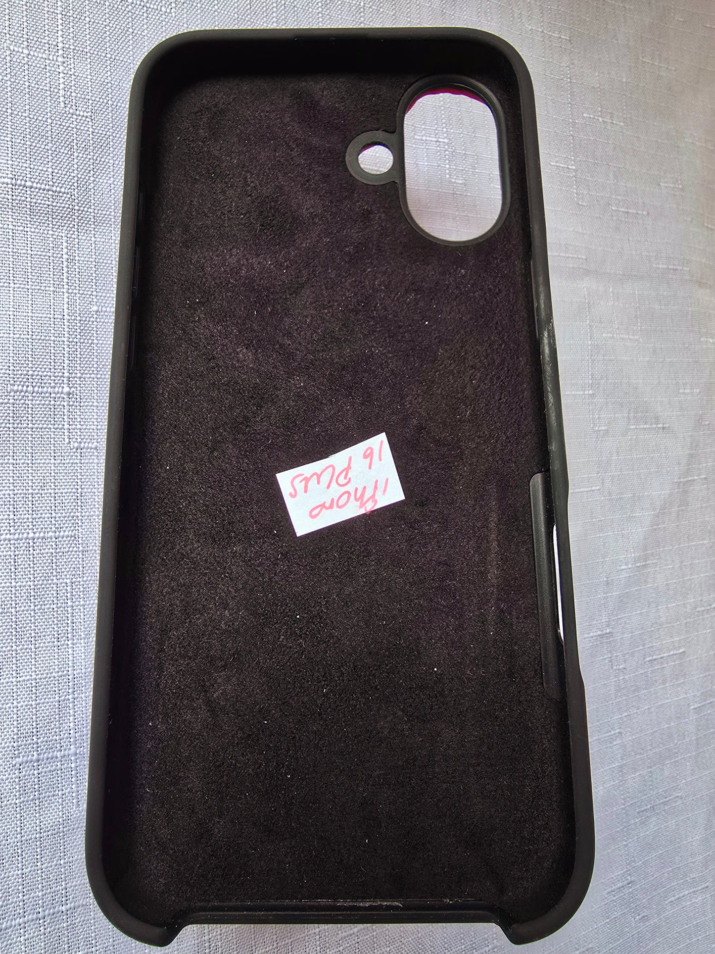A unique, original handmade red, black, and silver kuromi inspired iPhone 16 plus phone case
