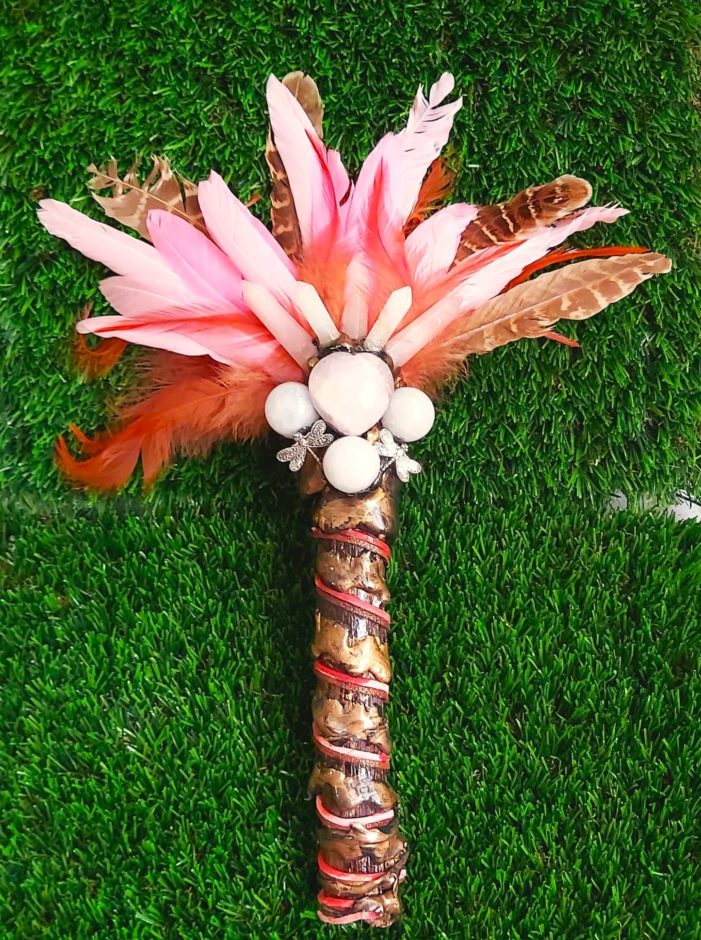 Handmade Smudging Feather Stick Wand (wand187)