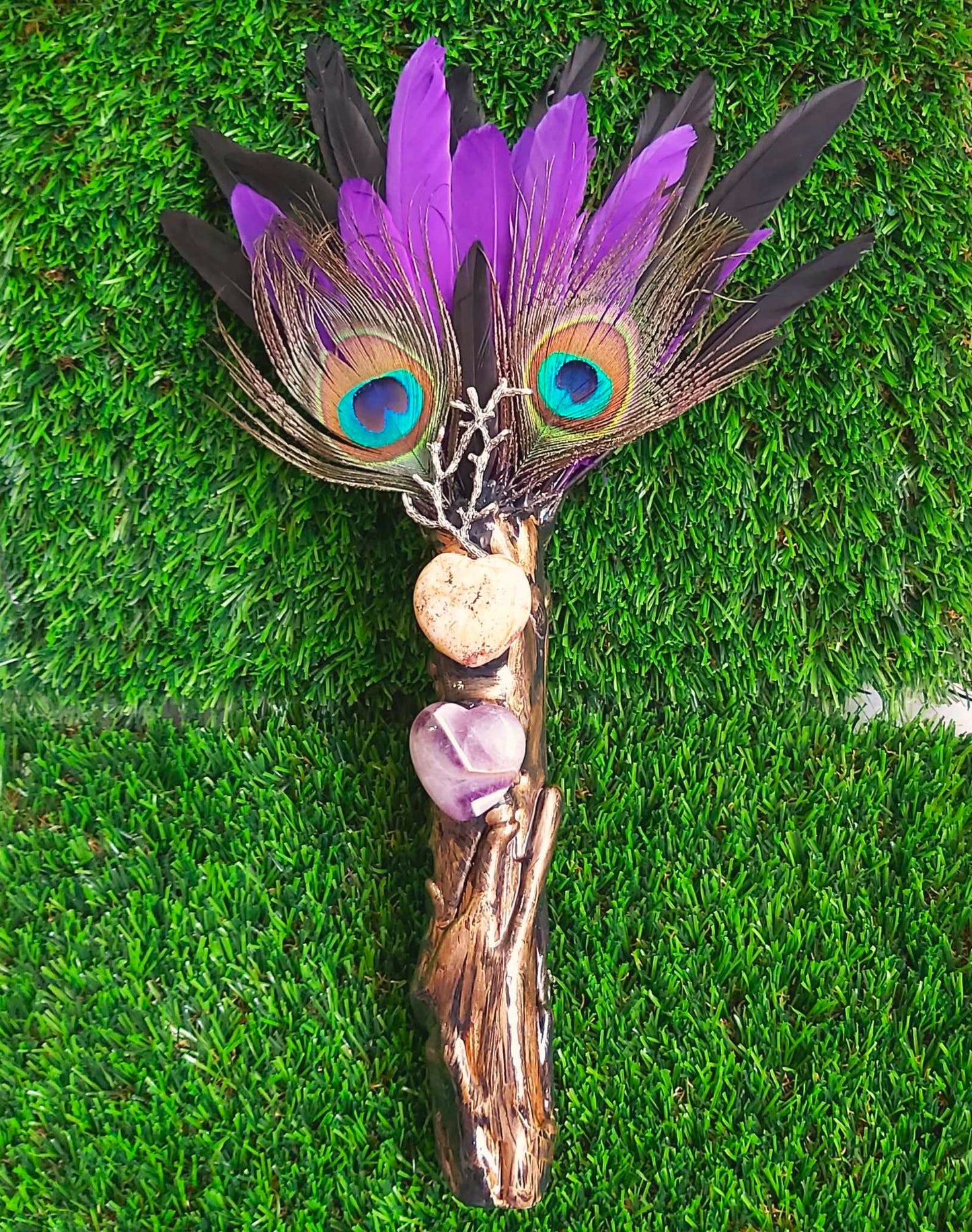 Handmade Smudging Feather Stick Wand (wand189)