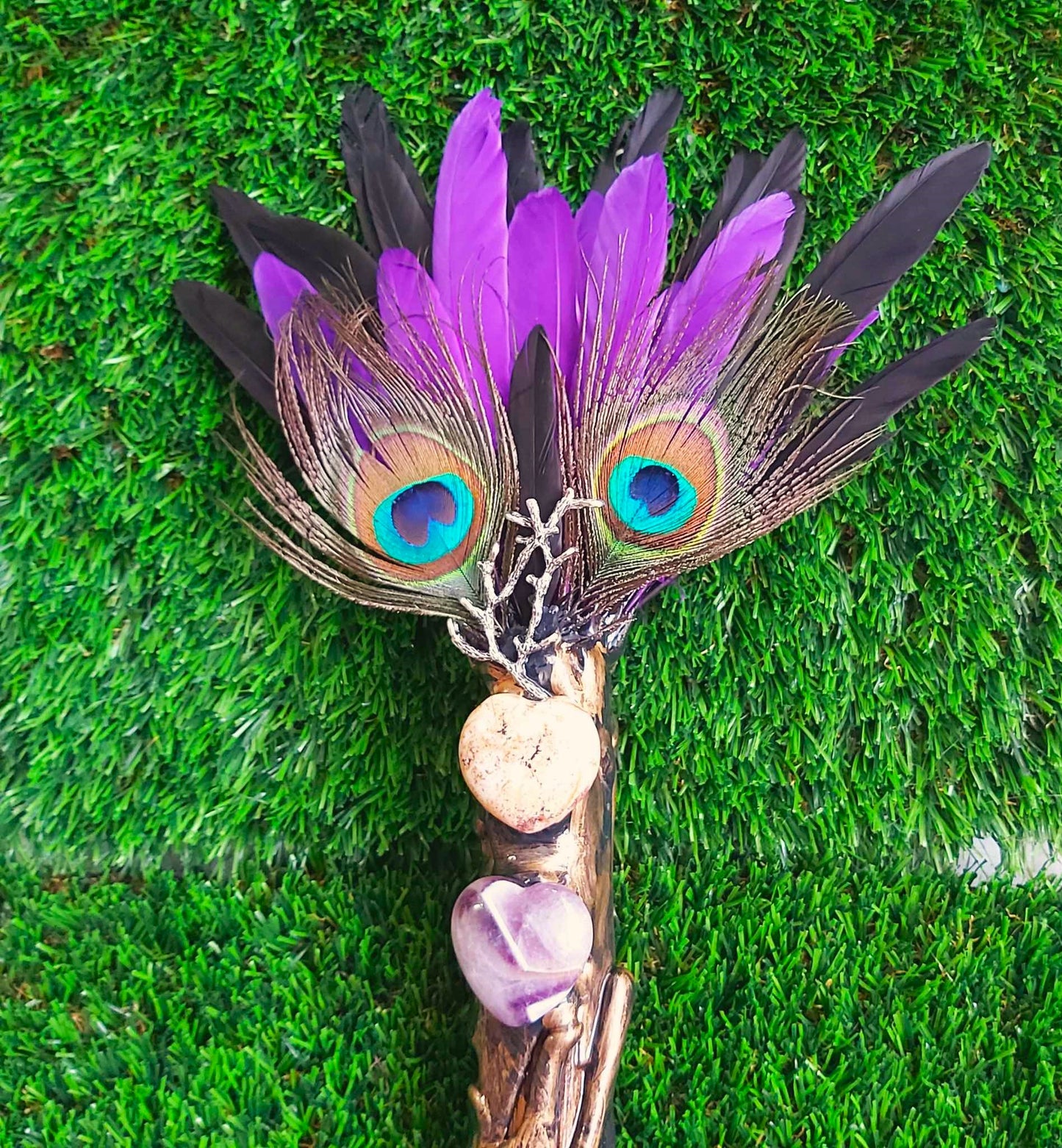 Handmade Smudging Feather Stick Wand (wand189)