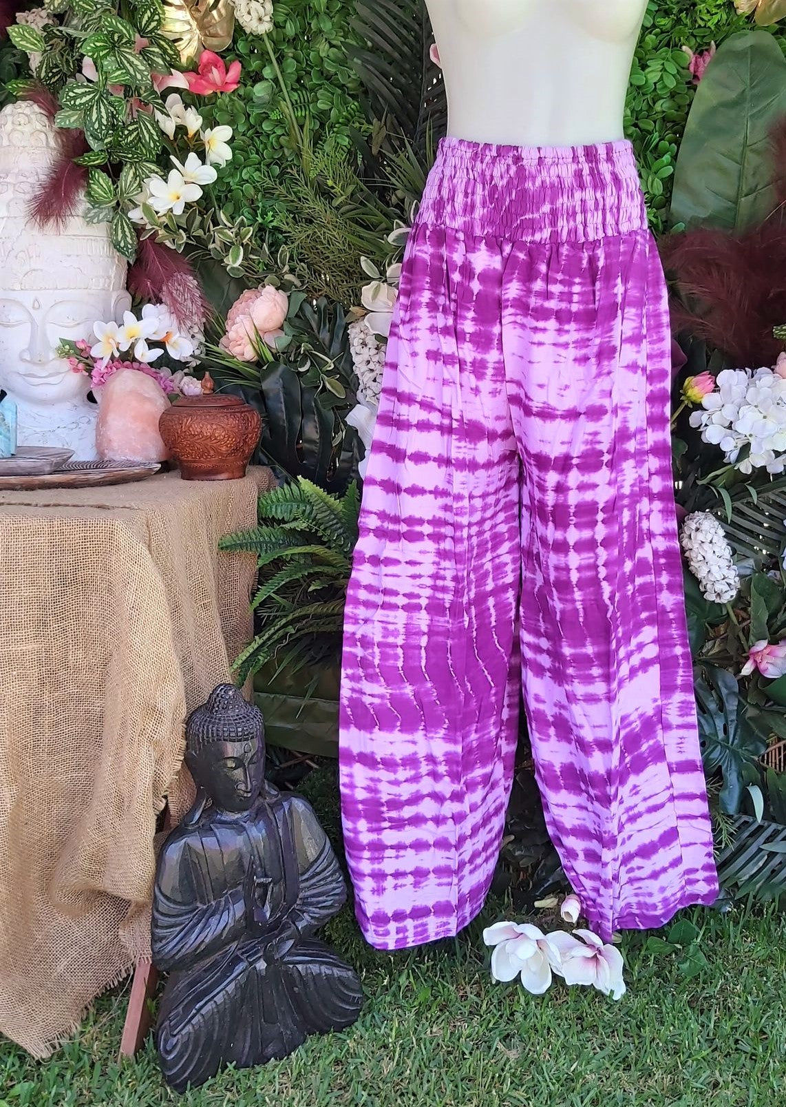Plus Size Relaxed Fit Beach Bohemian Tie Dye Pants Elastic Waist Size 22-24