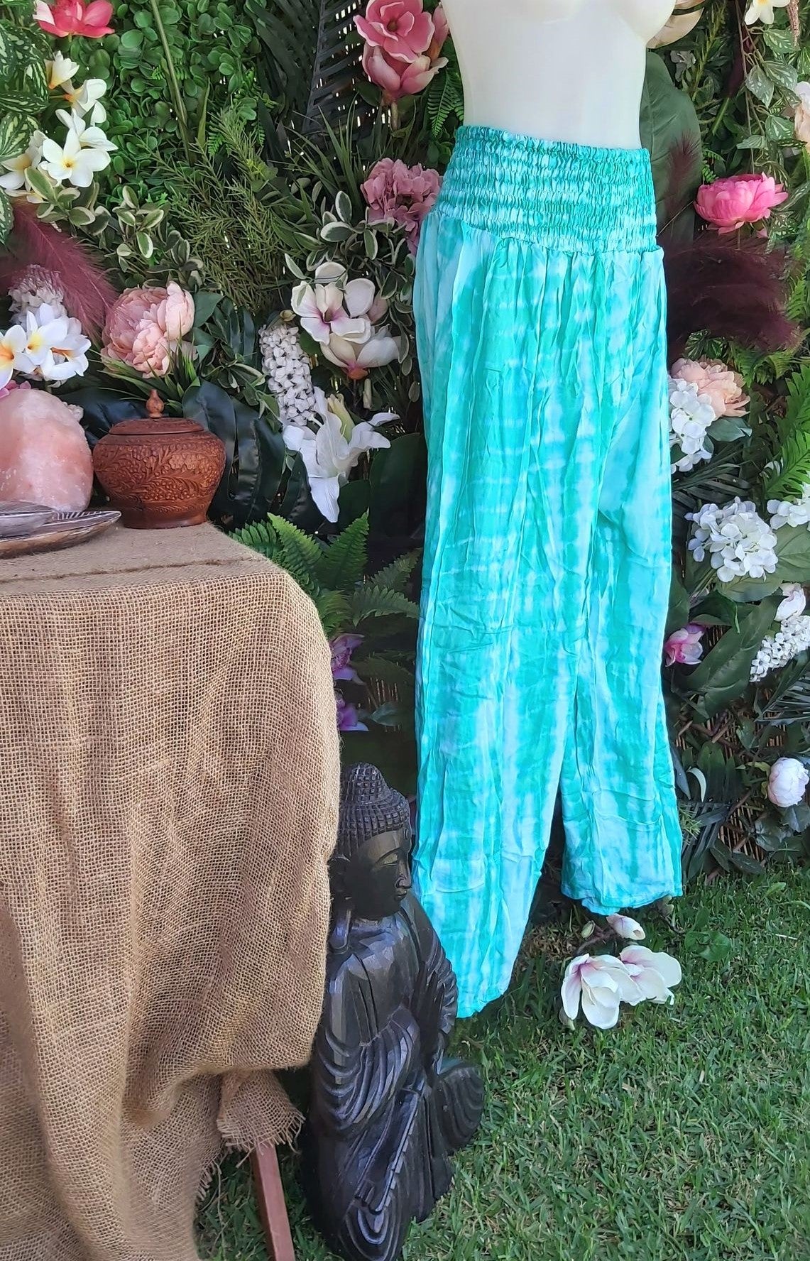 Plus Size Relaxed Fit Beach Bohemian Tie Dye Pants Elastic Waist Size 22-24