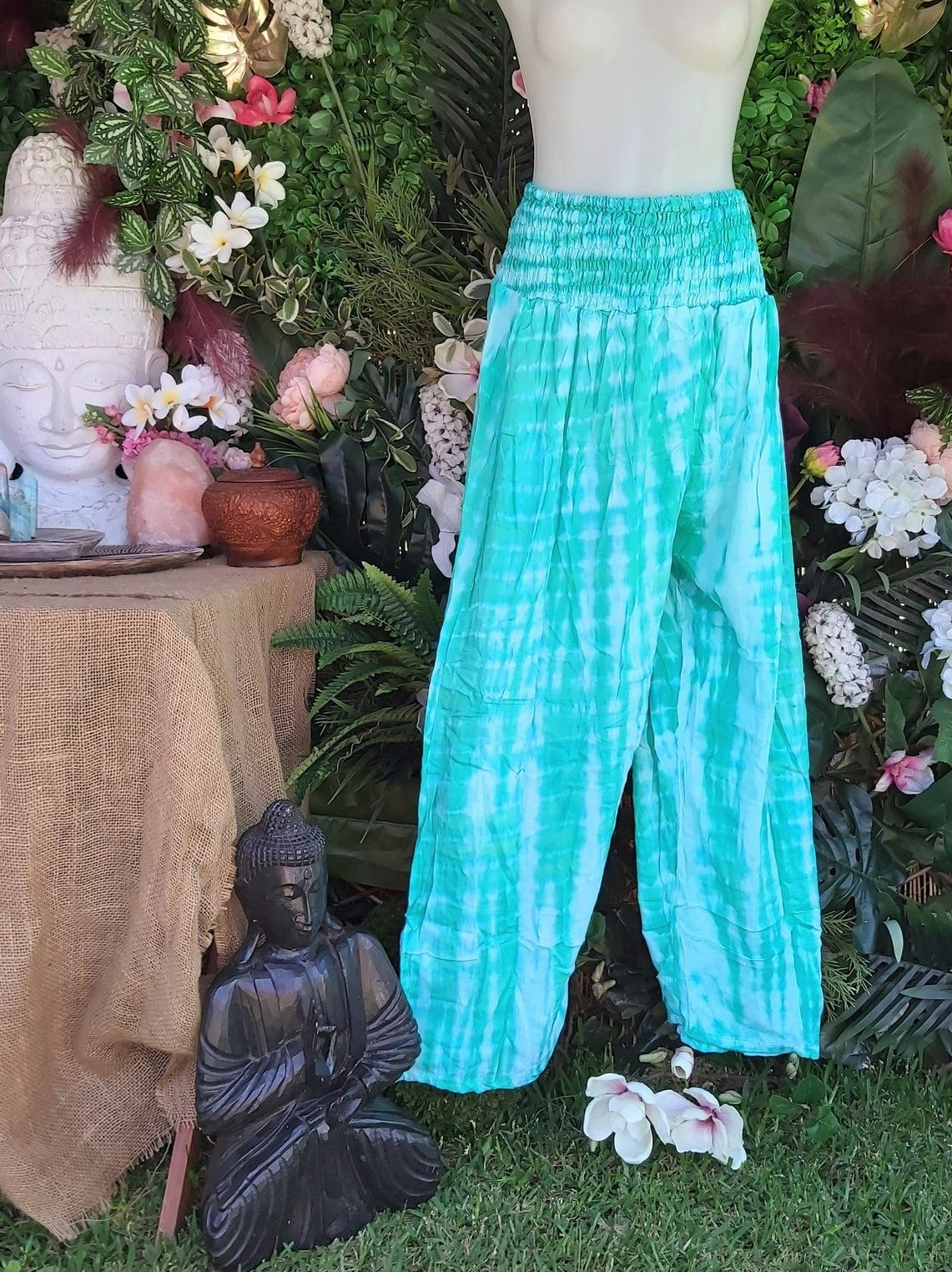 Plus Size Relaxed Fit Beach Bohemian Tie Dye Pants Elastic Waist Size 22-24