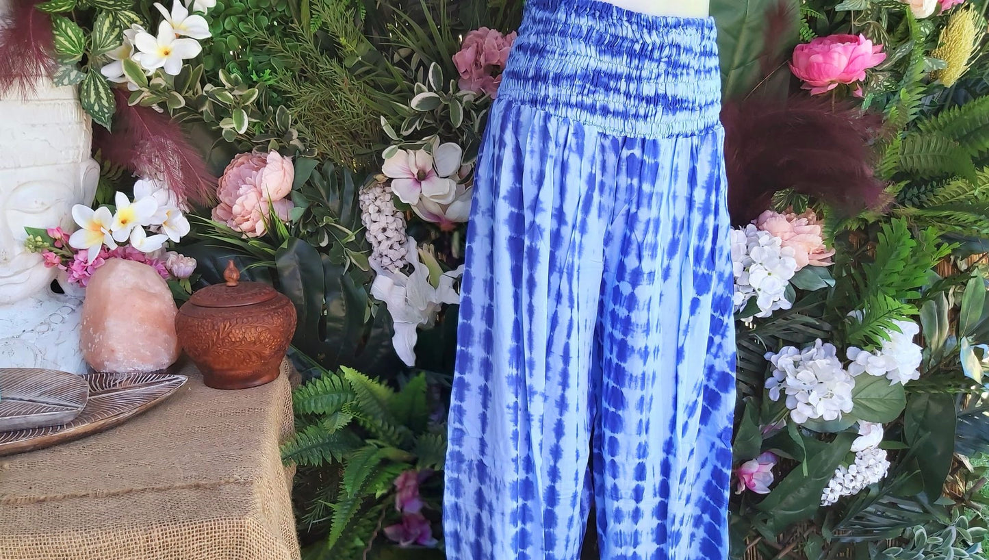 Plus Size Relaxed Fit Beach Bohemian Tie Dye Pants Elastic Waist Size 22-24