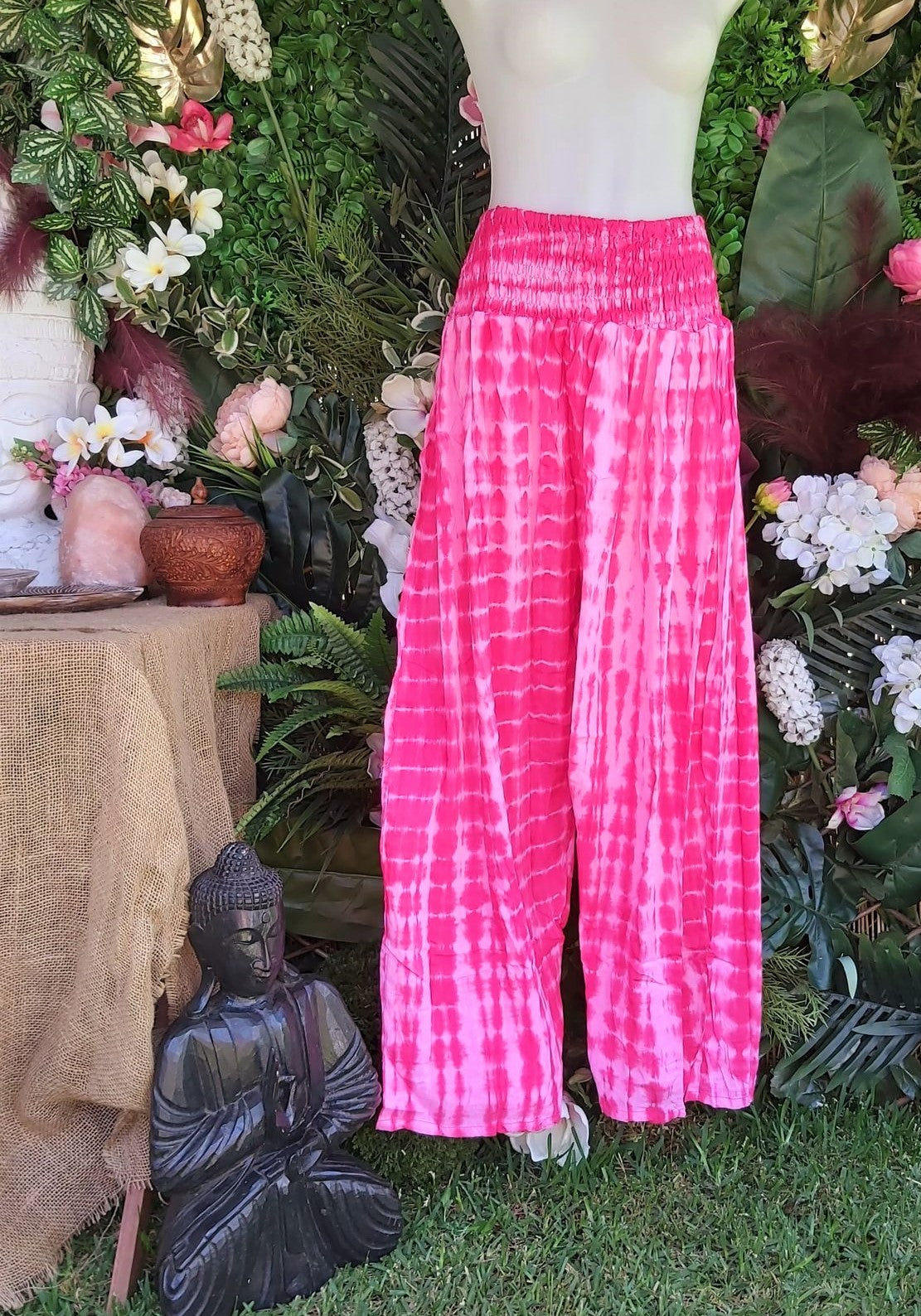 Plus Size Relaxed Fit Beach Bohemian Tie Dye Pants Elastic Waist Size 22-24