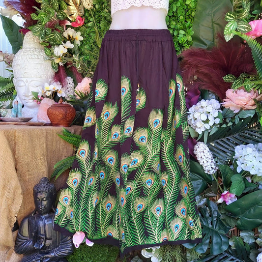 Gypsy Bohemian Peacock Maxi Skirt Size 14/16