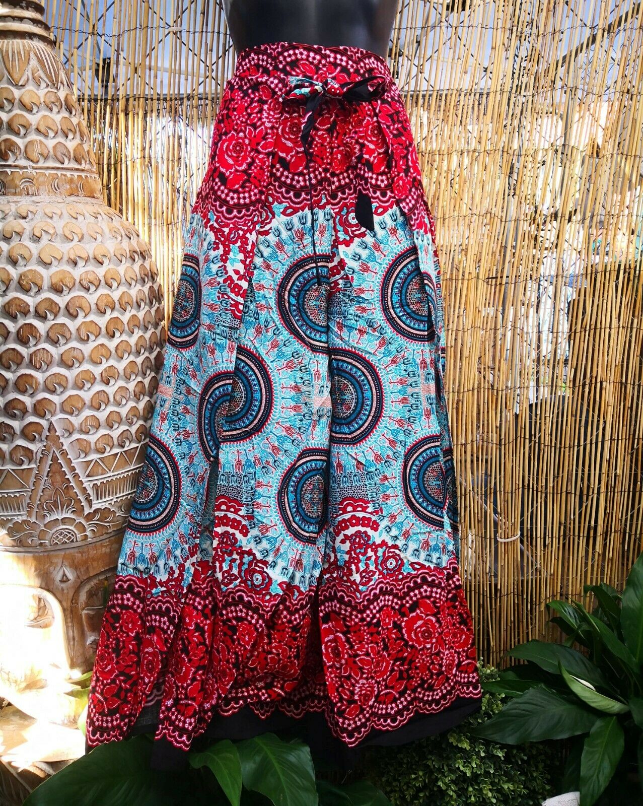 Paisley Bohemian Women Front Slit Wide Leg Pants