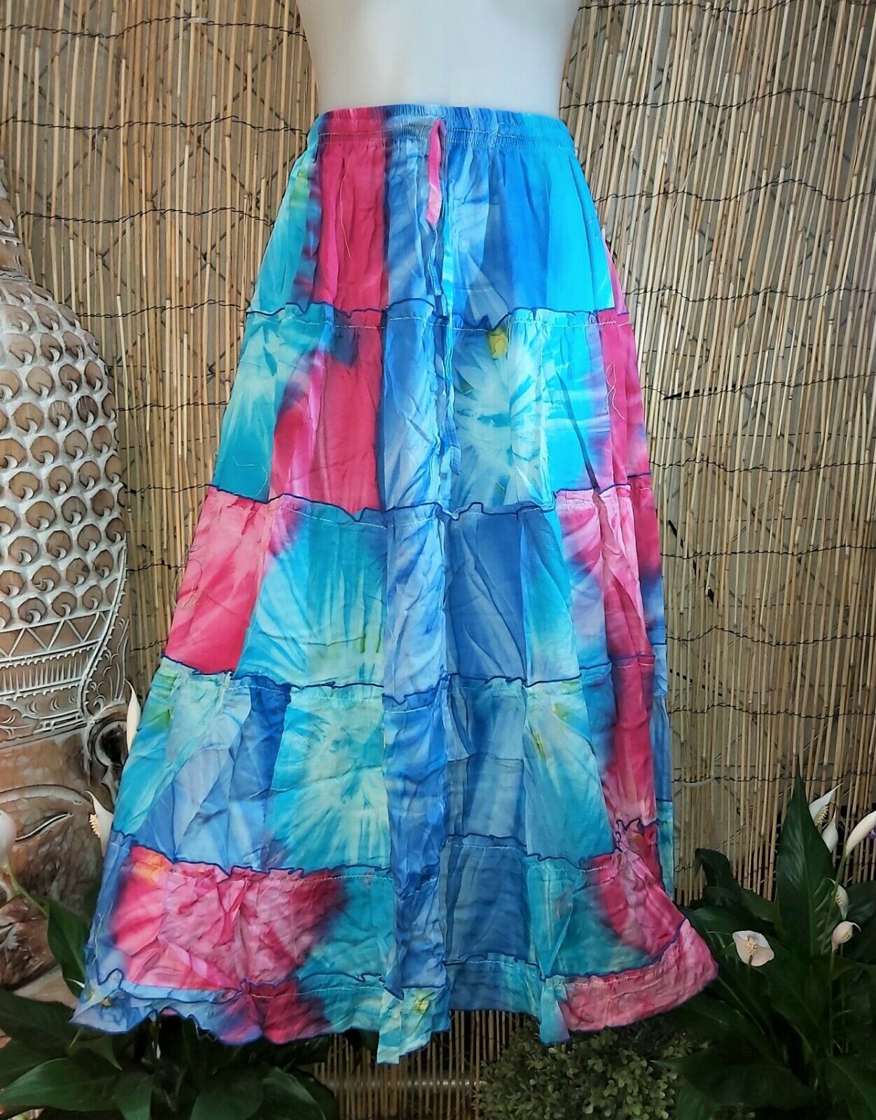 Tie Dye Gypsy Bohemian Maxi Skirt One Size 16 to 18
