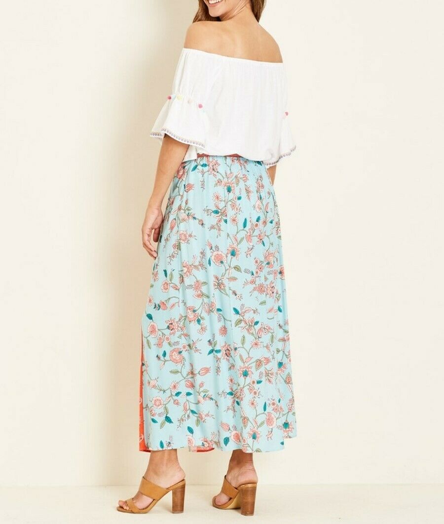Crossroads Bohemian Floral Button Maxi Skirt