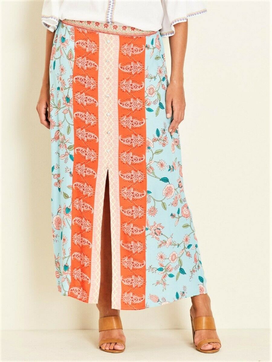 Crossroads Bohemian Floral Button Maxi Skirt
