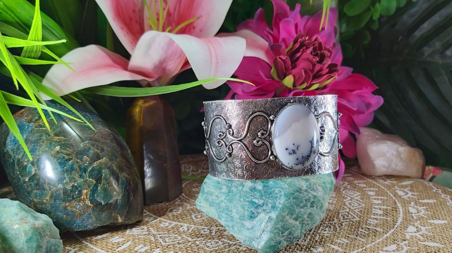 Dendritic Opal Spiritual Growth Adjustable Bangle (B105)