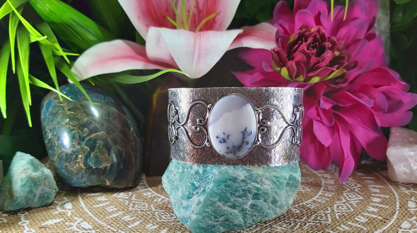 Dendritic Opal Spiritual Growth Adjustable Bangle (B105)