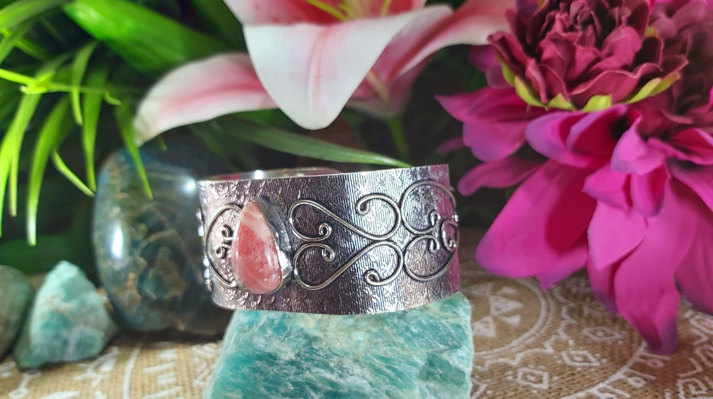 Rhodochrosite Inner Peace Bangle Bracelet (B110)