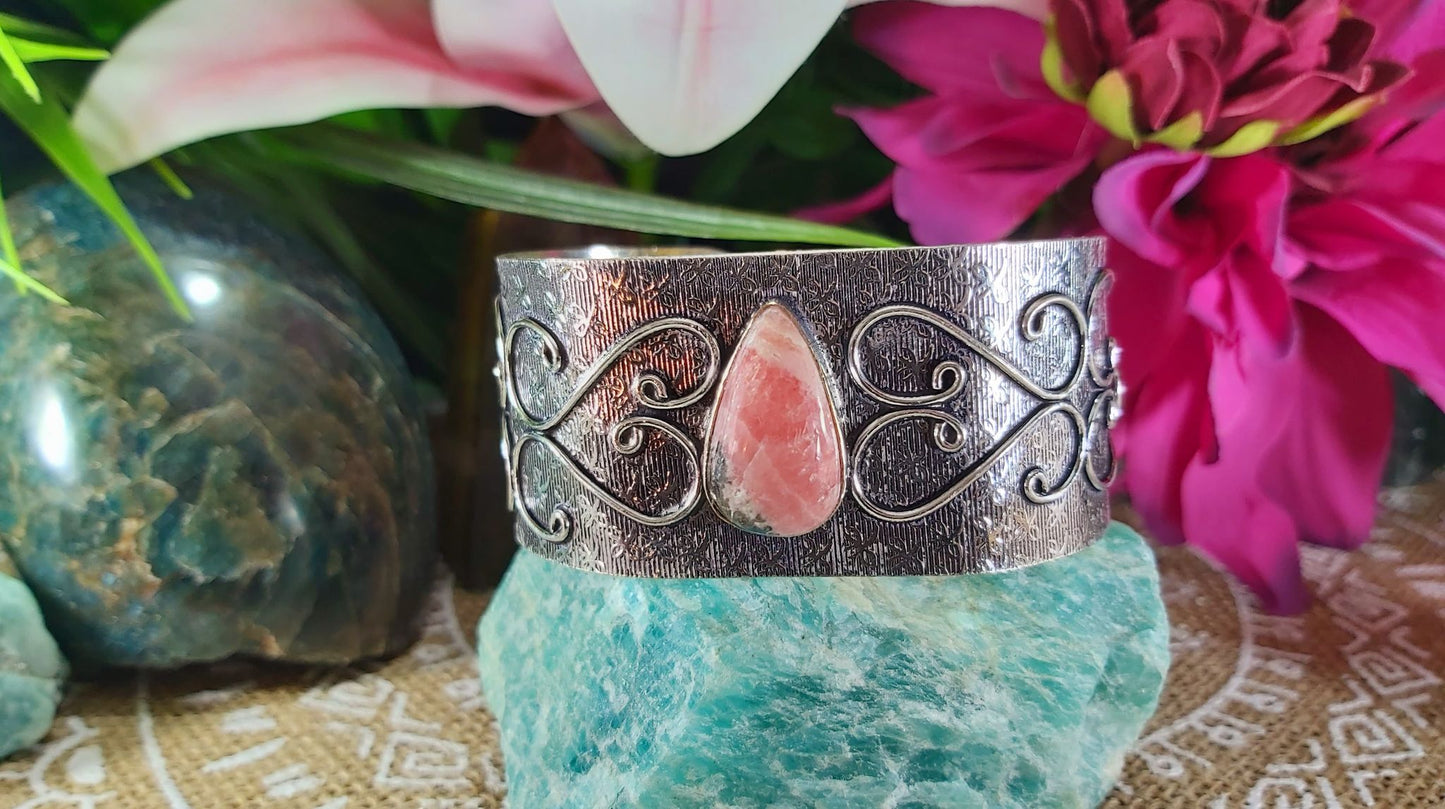 Rhodochrosite Inner Peace Bangle Bracelet (B110)
