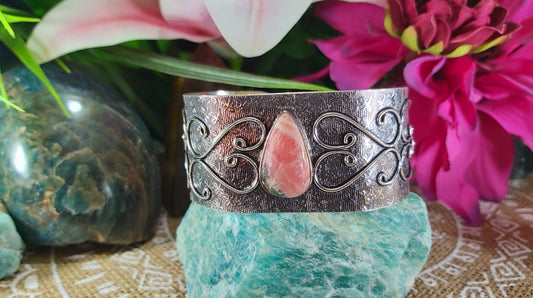 Rhodochrosite Inner Peace Bangle Bracelet (B110)