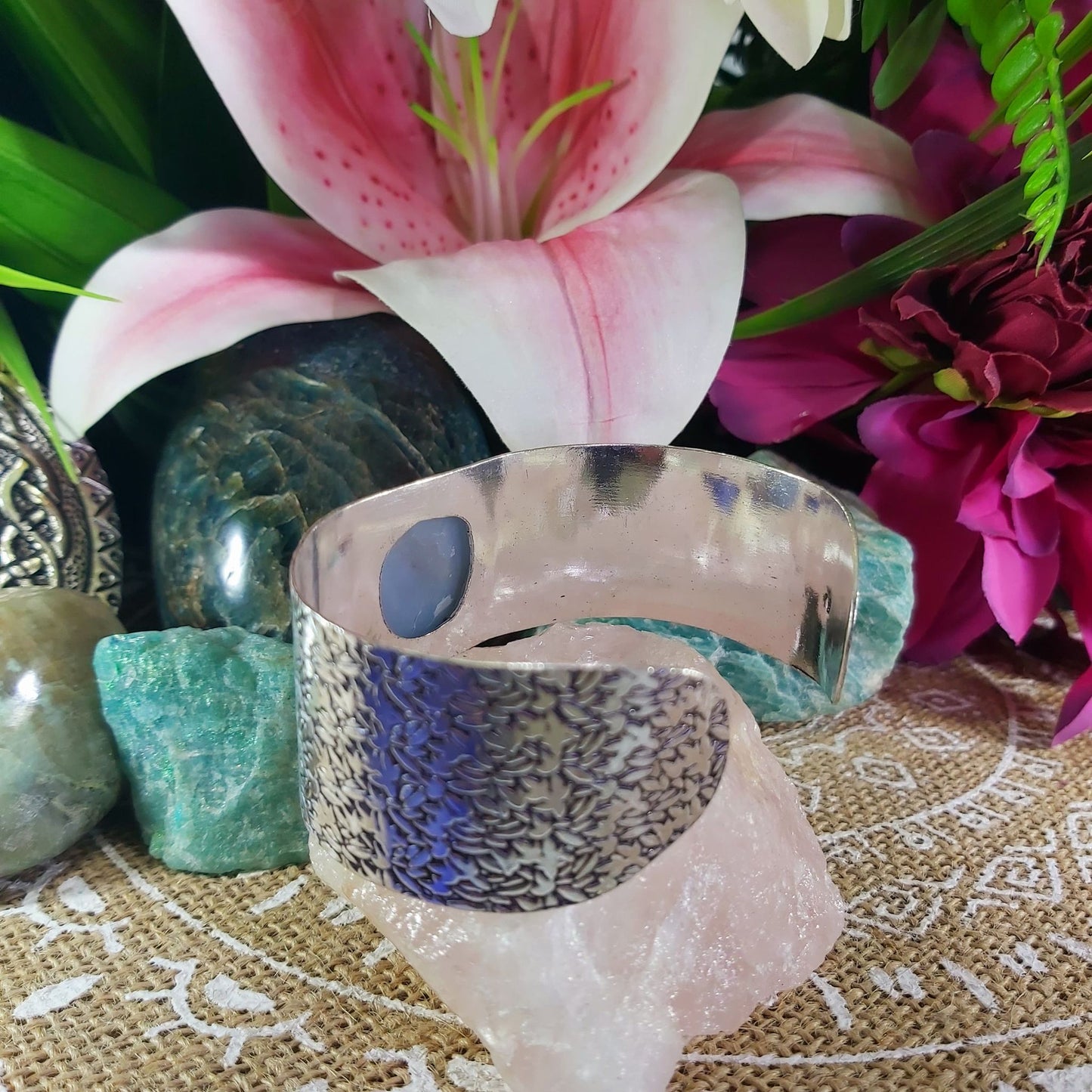 Angelite Inner Peace Bangle Bracelet (B142)