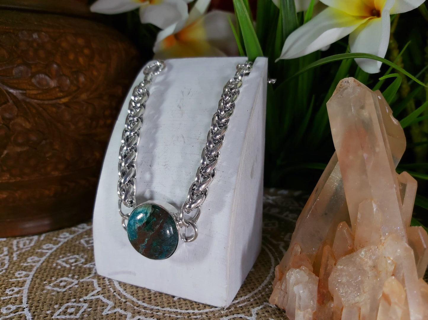 African Turquoise Gemstone Bracelet 20 cm (B16)