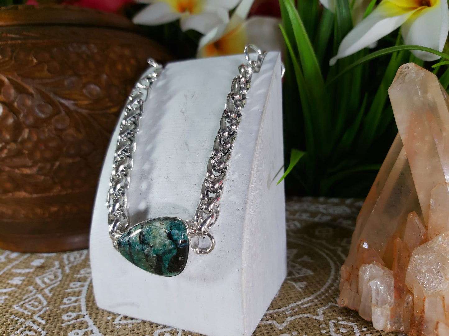 African Turquoise Gemstone Bracelet 20 cm (B17)