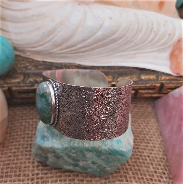 Chrysocolla Heart Chakra Gemstone Bangle (B191)