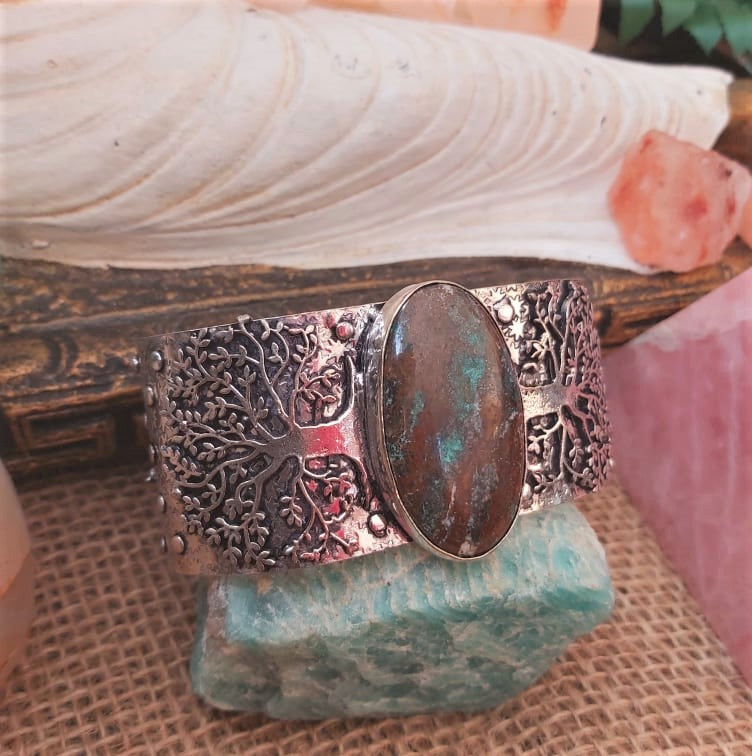 Chrysocolla Heart Chakra Gemstone Bangle (B192)