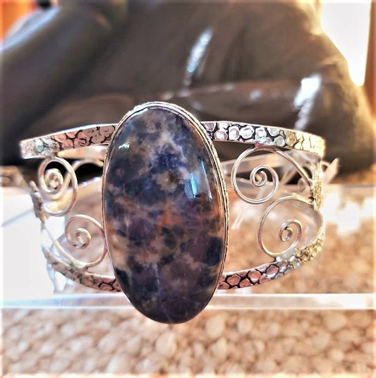 Sodalite Intuition Gemstone Bangle Bracelet (B194)
