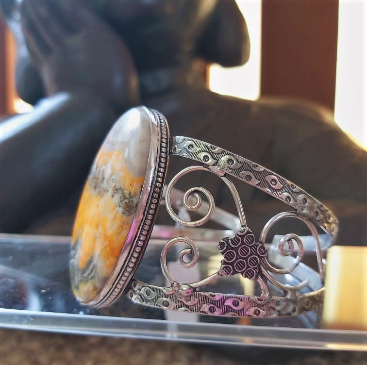 Bumblebee Jasper Bangle Bracelet (B219)