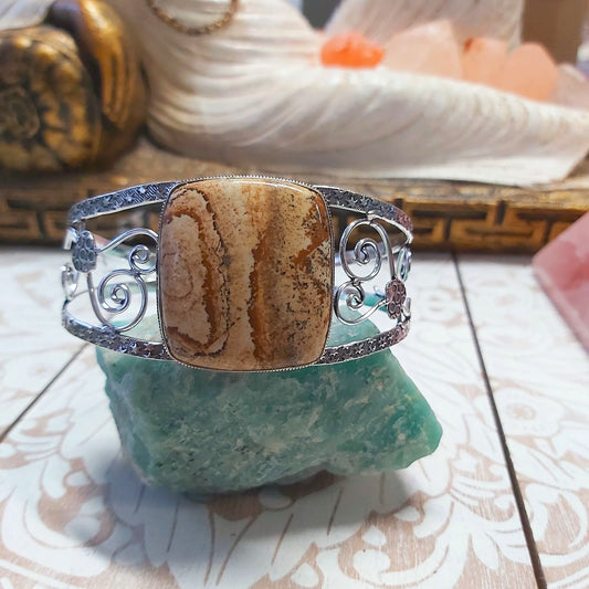 Picture Jasper Courage Gemstone Bangle (B228)
