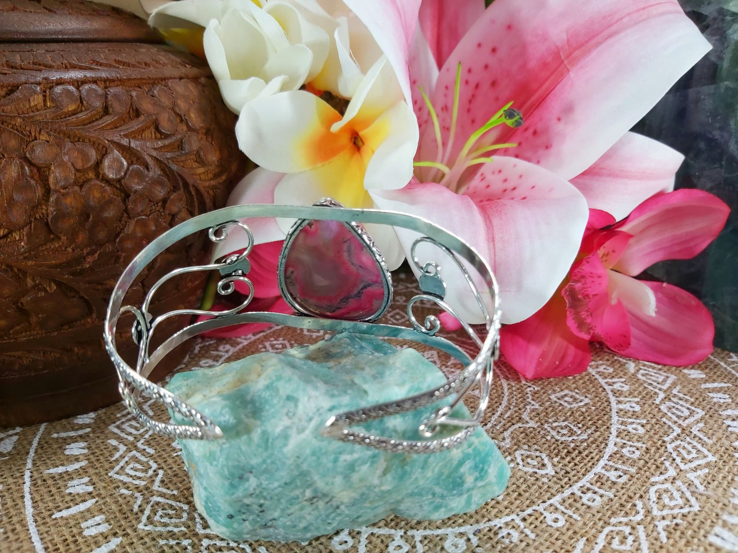 Moss Agate Inner Peace Gemstone Bangle (B46)