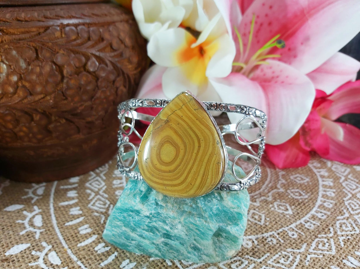 Picture Jasper Courage Gemstone Bangle (B48)