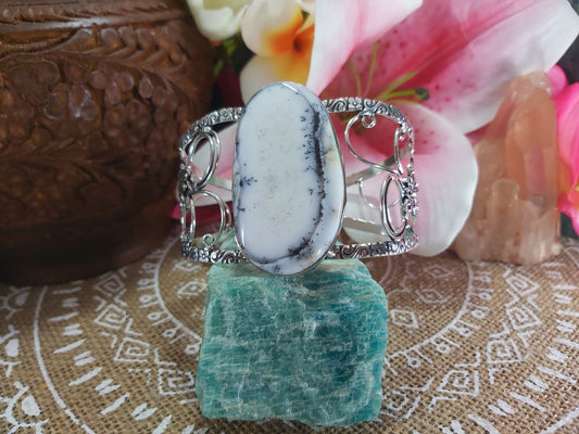 Dendritic Opal Spiritual Growth Adjustable Bangle (B62)