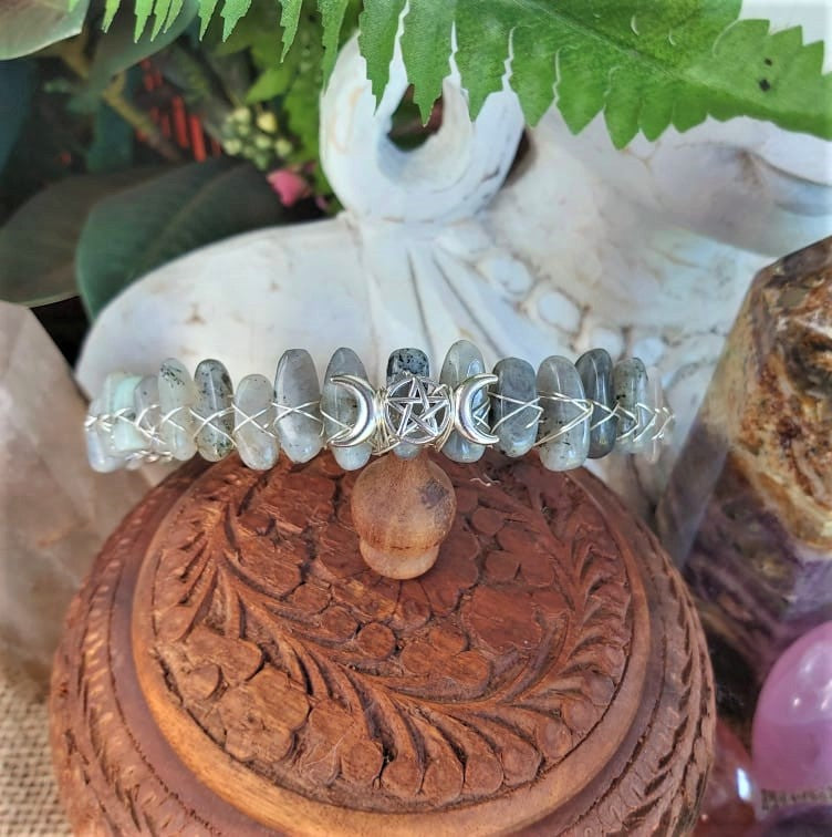 Labradorite Gemstone Crown Tiara Baroque Handmade (CR14)