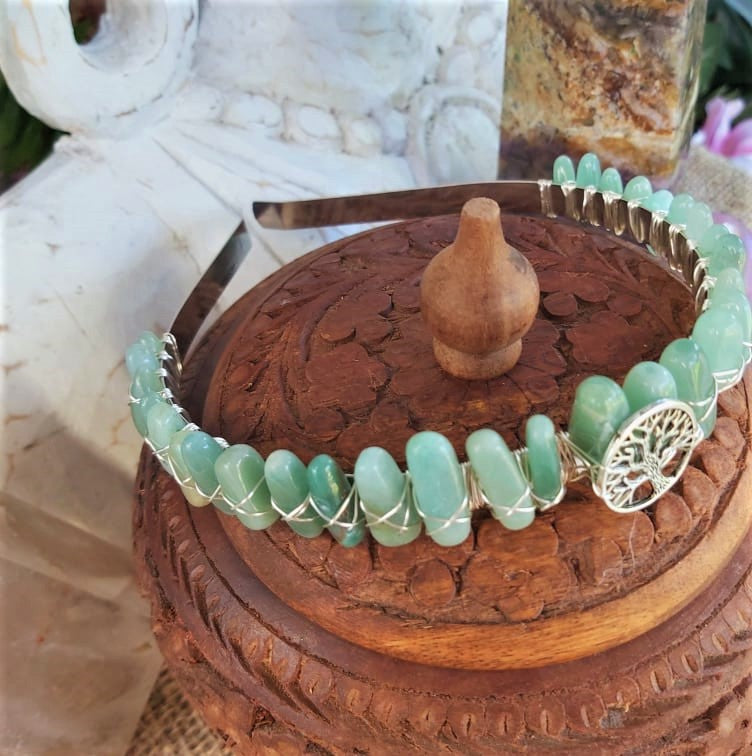 Aventurine Gemstone Crown Tiara Baroque Handmade (CR15)