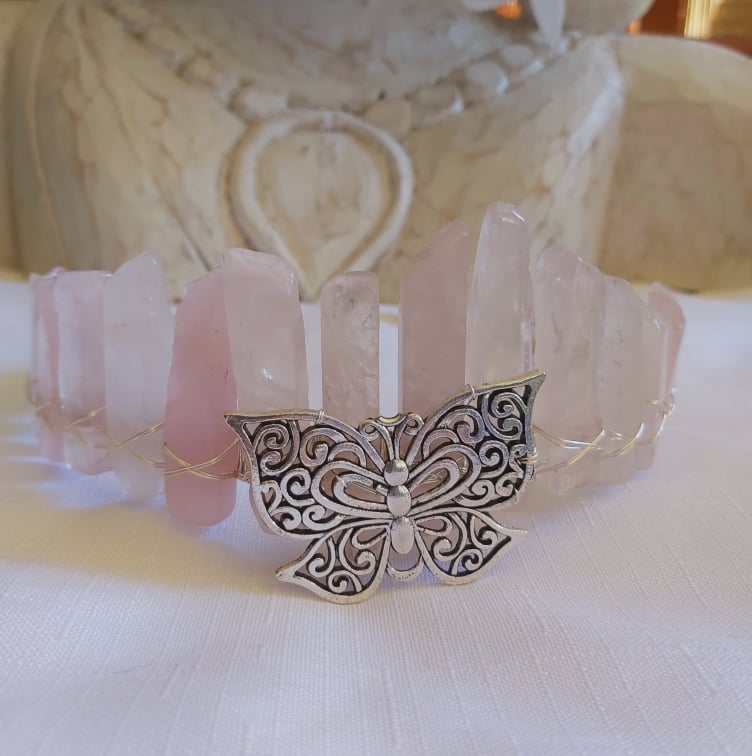 Rose Quartz Gemstone Crown Tiara Baroque Handmade (CR19)