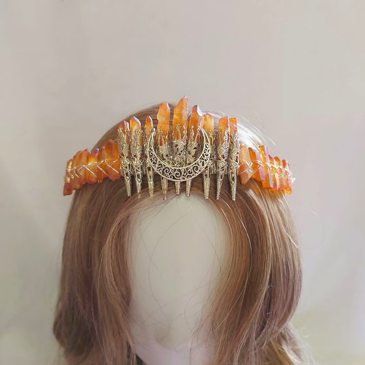 Quartz Crystal Gemstone Crown Tiara Handmade (CR44)