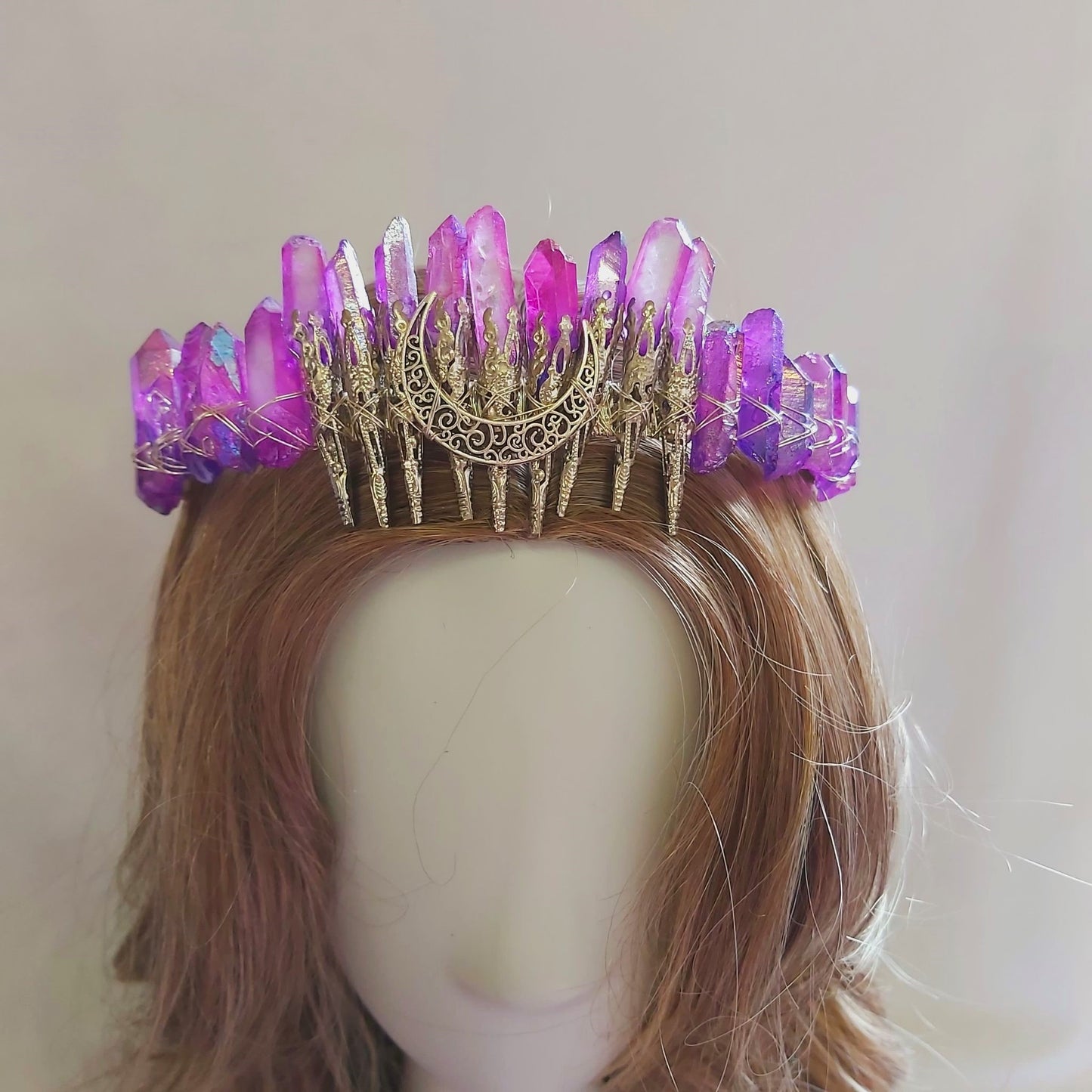Quartz Crystal Gemstone Crown Tiara Handmade (CR46)