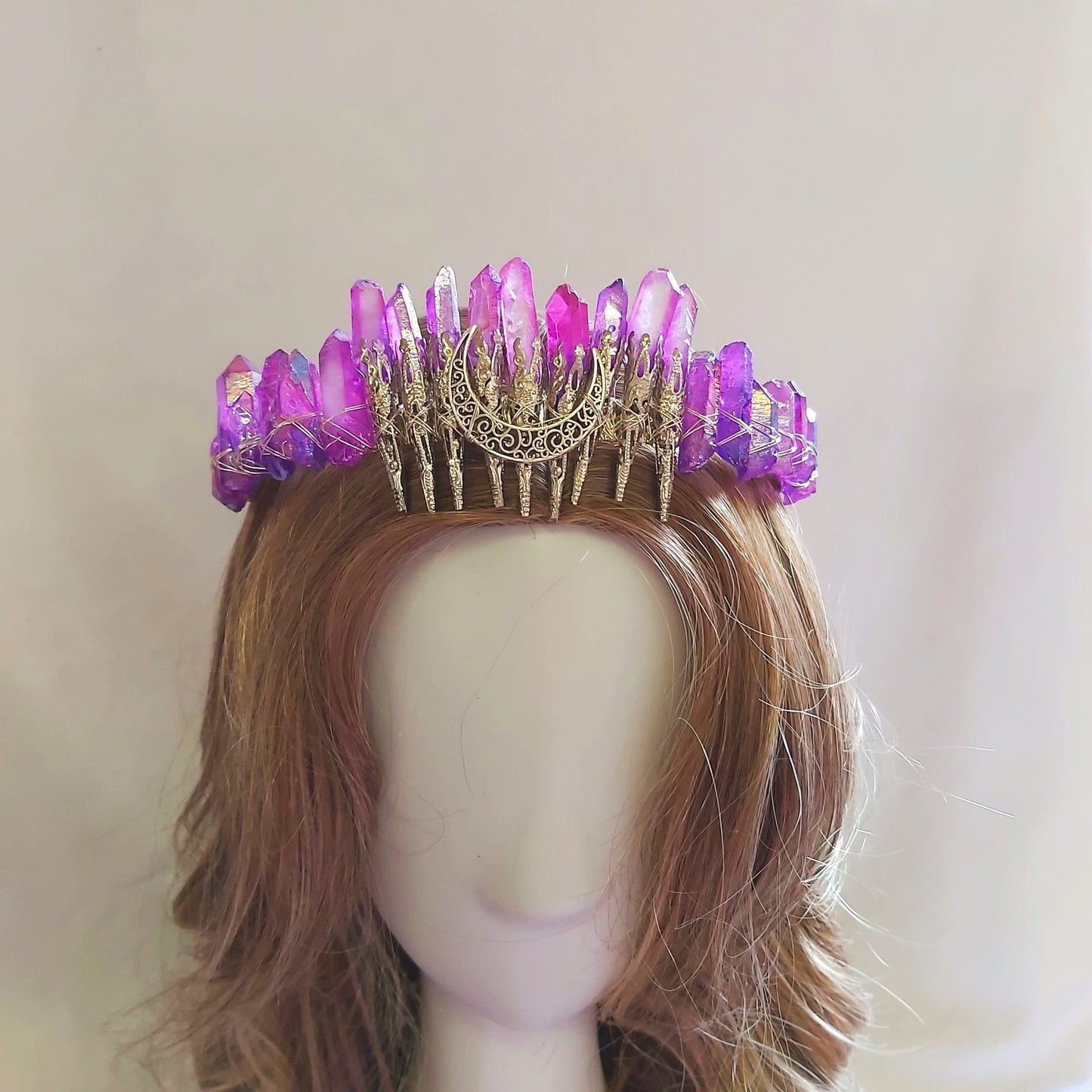 Quartz Crystal Gemstone Crown Tiara Handmade (CR46)