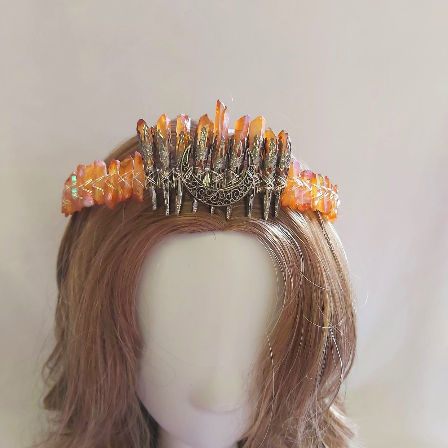 Quartz Crystal Gemstone Crown Tiara Handmade (CR47)