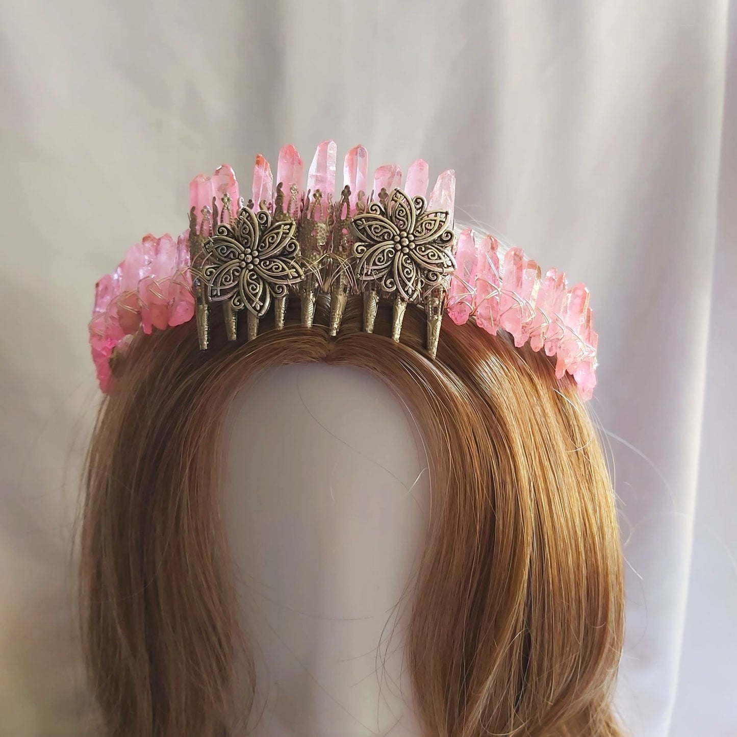 Quartz Crystal Gemstone Crown Tiara Handmade (CR55)