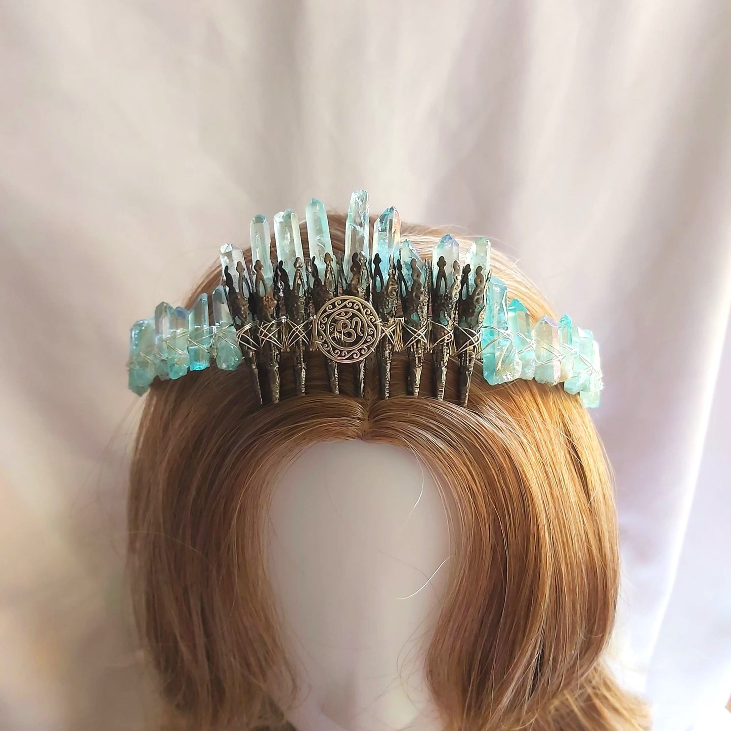 Quartz Crystal Gemstone Crown Tiara Handmade (CR56)