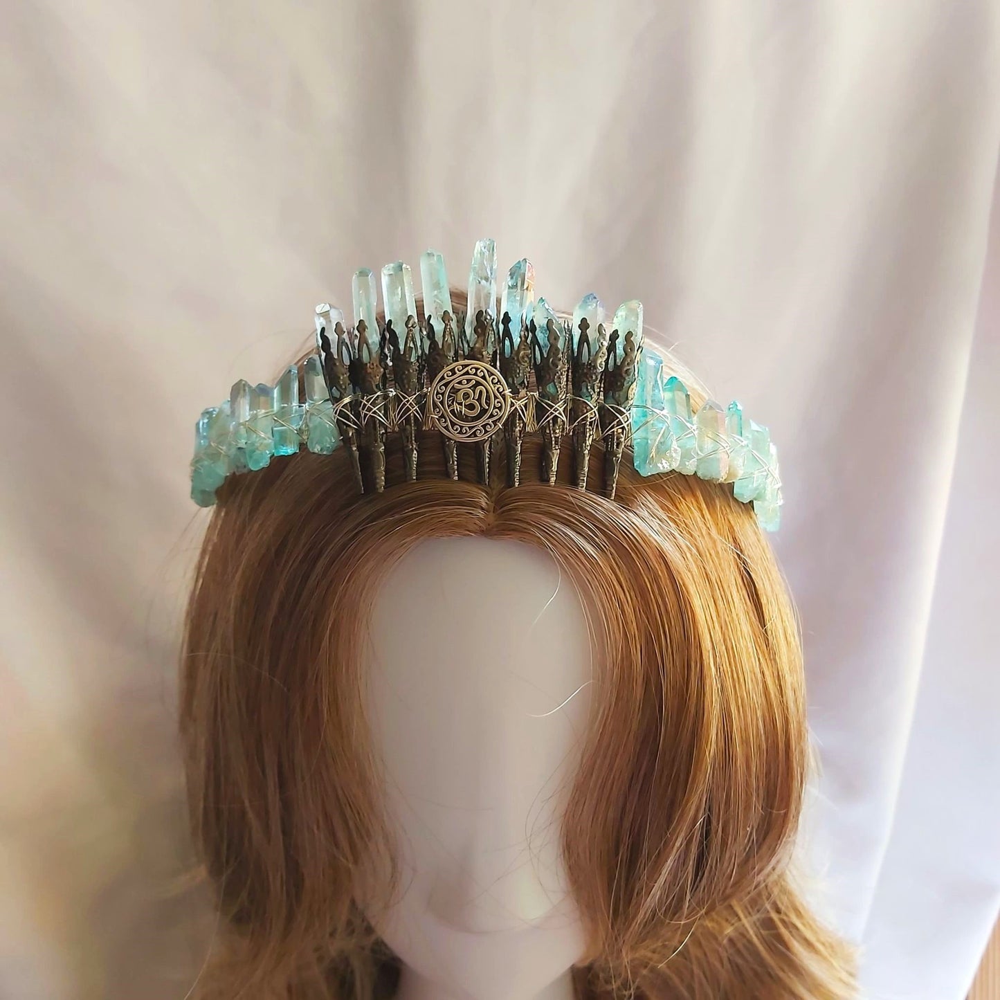 Quartz Crystal Gemstone Crown Tiara Handmade (CR56)