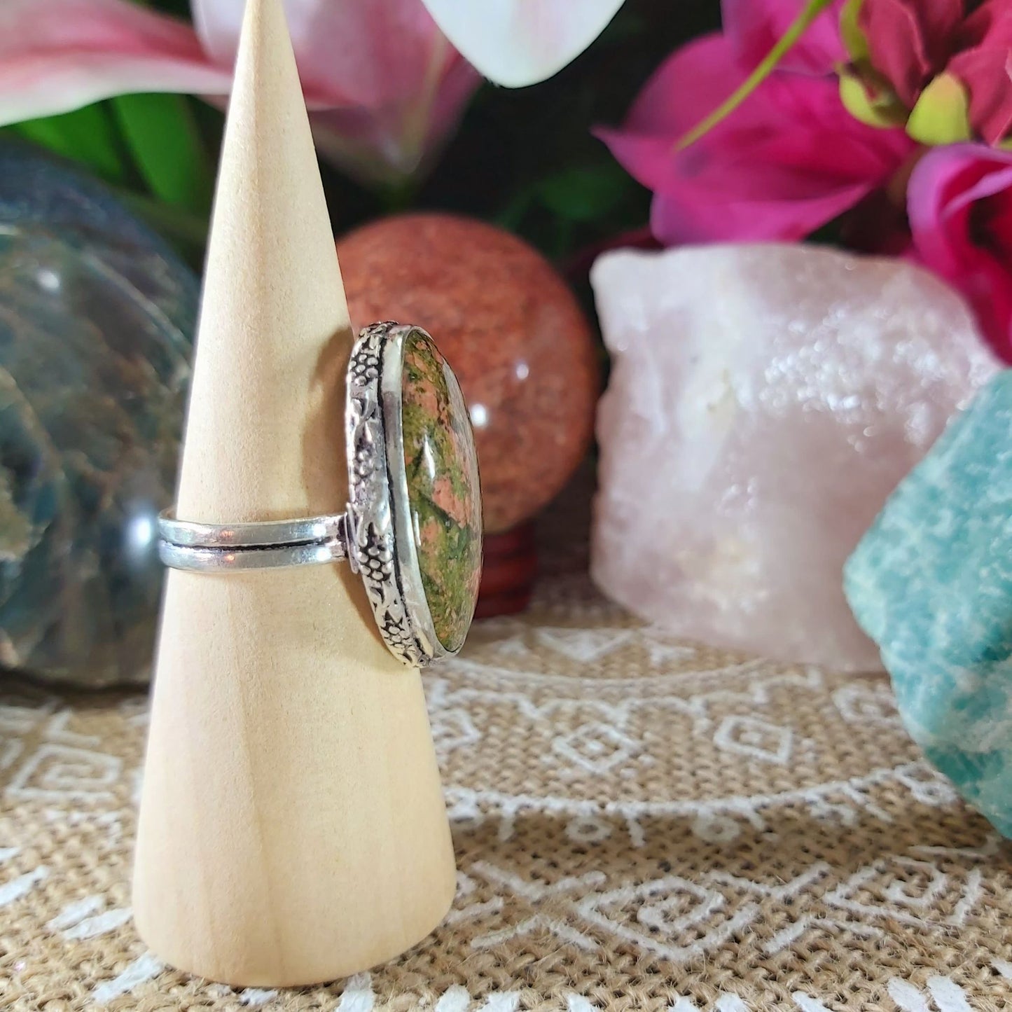 Unakite Emotional Release Ring Size US 9 (E1070)